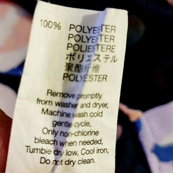 Gap Navy Sheer Floral Top Women's Large L Scoop Neck Tie Front Button Down EUC - Picture 10 of 10